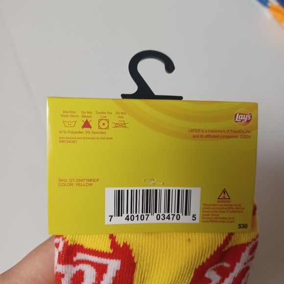 Lays Potato Chip Mens Crew Socks NEW Size Mens 6-12 Novelty -1 Pair -Quirky Logo - Picture 2 of 7